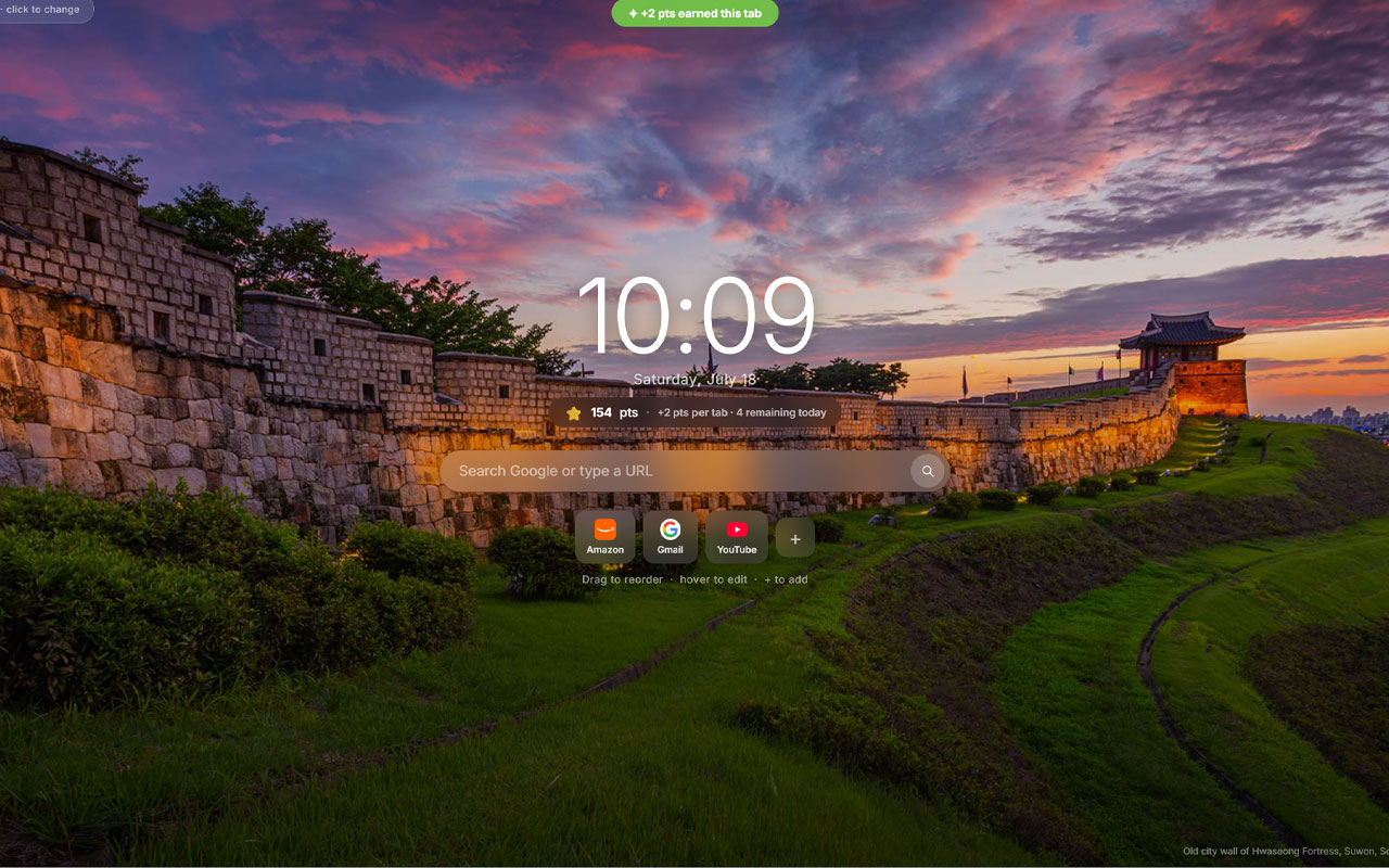 Oui Impact browser extension new-tab experience
